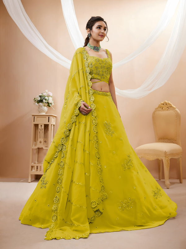 Georgette Zari, Sequin & Dori Embroidered Semi-Stitched Lehenga Choli Clothsvilla