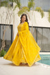 Load image into Gallery viewer, Yellow Graceful Faux Blooming Embroidered Gown with Sequins Dupatta – Fully Stitched Elegance ClothsVilla