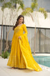 Load image into Gallery viewer, Yellow Graceful Faux Blooming Embroidered Gown with Sequins Dupatta – Fully Stitched Elegance ClothsVilla