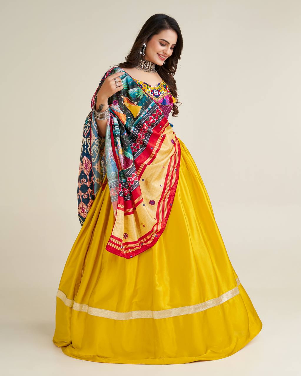 Yellow Graceful Garba Nights – Exquisite Designer Chaniya Choli ClothsVilla