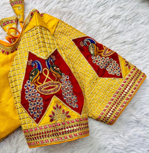 Load image into Gallery viewer, Yellow Handcrafted Sequined Blouse in Dilkush Silk ClothsVilla