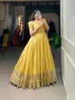 Load image into Gallery viewer, Yellow Handwoven Khadi Organza Gown with Exquisite Zari Detailing ClothsVilla