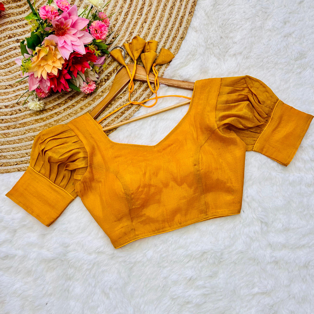 Yellow Jari Weaving Blouse in Jari Kobra Fabric ClothsVilla Main image