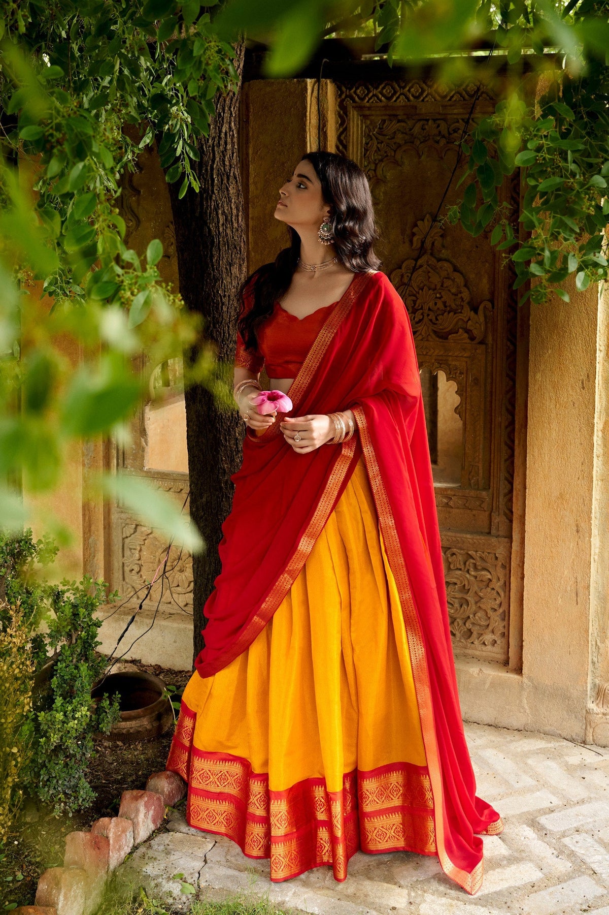 Yellow Kanchipuram Lehenga Choli ClothsVilla