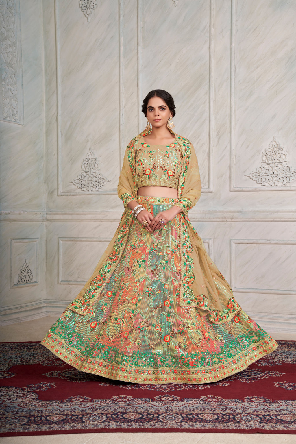 Mesmerizing Yellow Lehenga Choli Set - Embroidered Elegance ClothsVilla