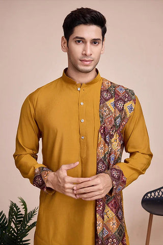 Yellow Men's Designer Kurta - Latest Festival Collection ClothsVilla