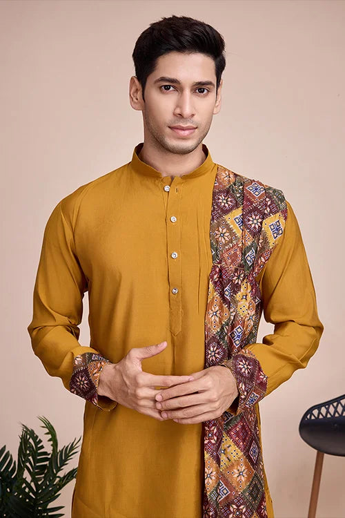 Yellow Men's Designer Kurta - Latest Festival Collection ClothsVilla