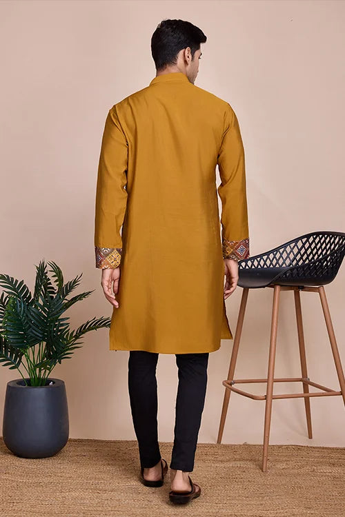 Yellow Men's Designer Kurta - Latest Festival Collection ClothsVilla