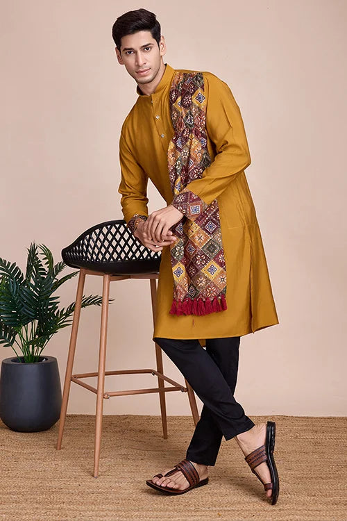 Yellow Men's Designer Kurta - Latest Festival Collection ClothsVilla