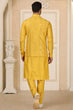 Load image into Gallery viewer, Yellow Men's Silk Kurta Pajama Set ClothsVilla