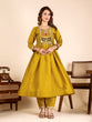 Load image into Gallery viewer, Yellow Mirror Work Kurta Pant Set ClothsVilla