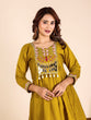 Load image into Gallery viewer, Yellow Mirror Work Kurta Pant Set ClothsVilla