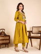 Load image into Gallery viewer, Yellow Mirror Work Kurta Pant Set ClothsVilla