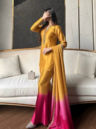 Yellow Mirror Work Palazzo & Dupatta ClothsVilla