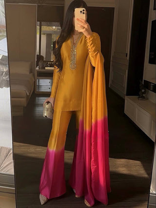 Yellow Mirror Work Palazzo & Dupatta ClothsVilla