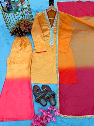 Yellow Mirror Work Palazzo & Dupatta ClothsVilla