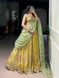 Load image into Gallery viewer, Yellow Moss Silk Embroidered Lehenga with Batwa ClothsVilla