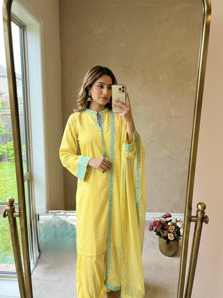 Yellow Natural Crepe Silk Suit Set ClothsVilla
