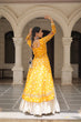Load image into Gallery viewer, Yellow Navratri Special Bandhani Kurti with Kora Cotton Frill Lehenga Set – Full Stitched ClothsVilla