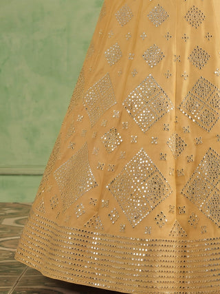 Yellow Organza Embroidered Foil Mirror Work Lehenga Choli Clothsvilla
