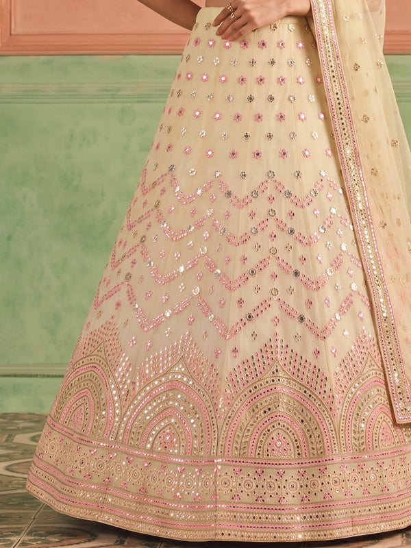 Yellow Organza Embroidered Foil Mirror Work Lehenga Choli Clothsvilla