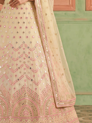 Yellow Organza Embroidered Foil Mirror Work Lehenga Choli Clothsvilla