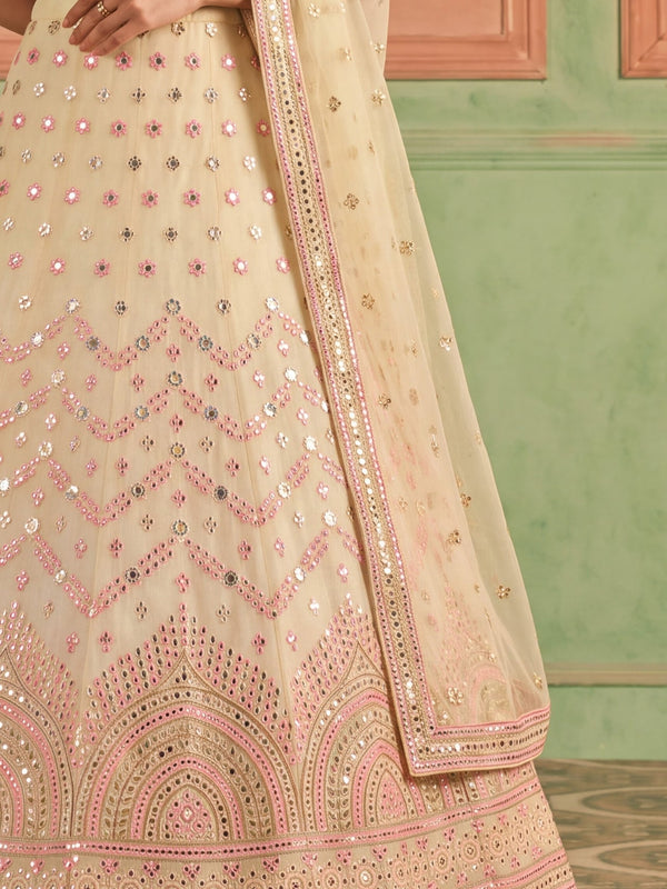 Yellow Organza Embroidered Foil Mirror Work Lehenga Choli Clothsvilla