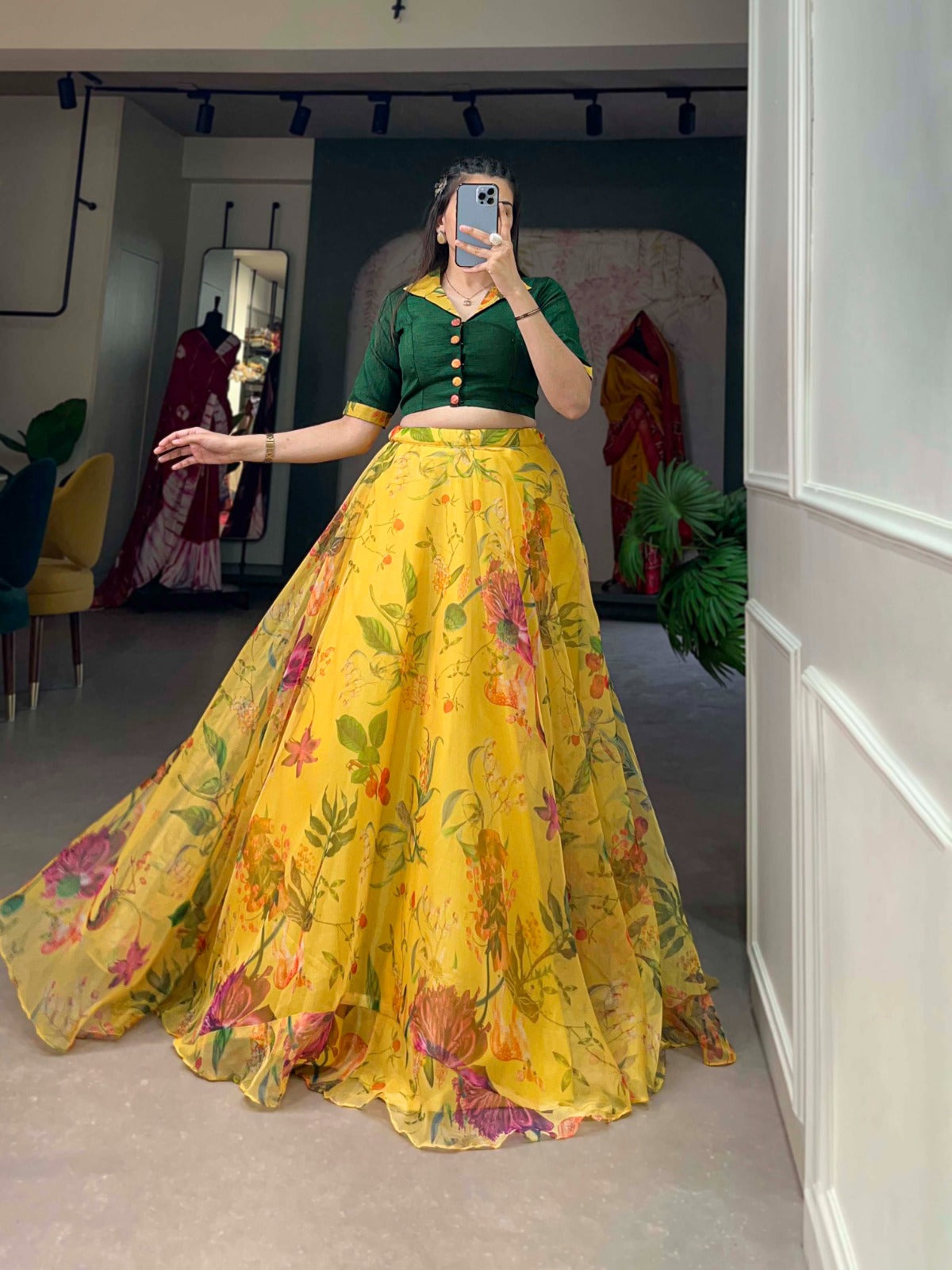 Yellow Organza Lehenga Co-ord Set for Effortless Elegance ClothsVilla
