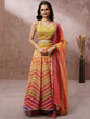 Load image into Gallery viewer, Yellow Organza Leheriya Printed Semi-Stitched Lehenga choli &amp; Dupatta Clothsvilla
