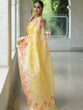 Load image into Gallery viewer, Yellow Organza Silk Saree with Resham Floral Embroidery ClothsVilla