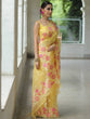 Load image into Gallery viewer, Yellow Organza Silk Saree with Resham Floral Embroidery ClothsVilla