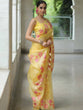 Load image into Gallery viewer, Yellow Organza Silk Saree with Resham Floral Embroidery ClothsVilla