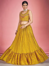 Load image into Gallery viewer, Yellow Pakistani Georgette Lehenga Choli For Indian Festivals &amp; Weddings - Thread Embroidery Work, Mirror Work Clothsvilla