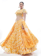 Load image into Gallery viewer, Yellow Pakistani Jacquard Lehenga Choli For Indian Festival &amp; Weddings - Thread Embroidery Work, Clothsvilla