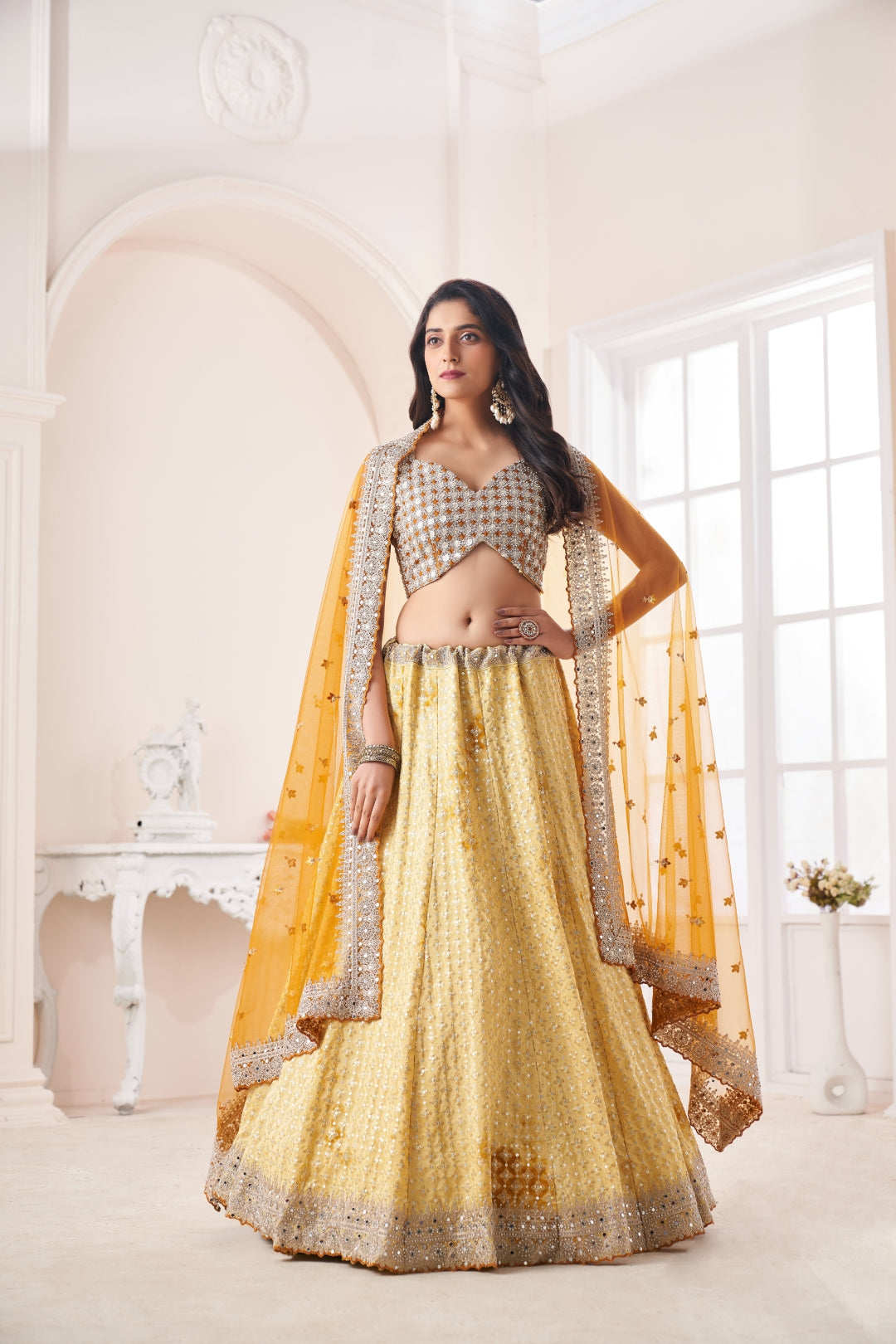 Shimmering Yellow Party Wear Lehenga Choli Set - Embroidered Elegance ClothsVilla
