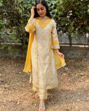 Load image into Gallery viewer, Yellow Premium  Designer Cotton Readymade Top Plazzo set With Dupatta ClothsVilla