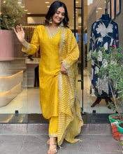 Load image into Gallery viewer, Yellow Premium Designer Readymade Top, Bottom &amp; Dupatta Set - Party Wear Collection Clothsvilla