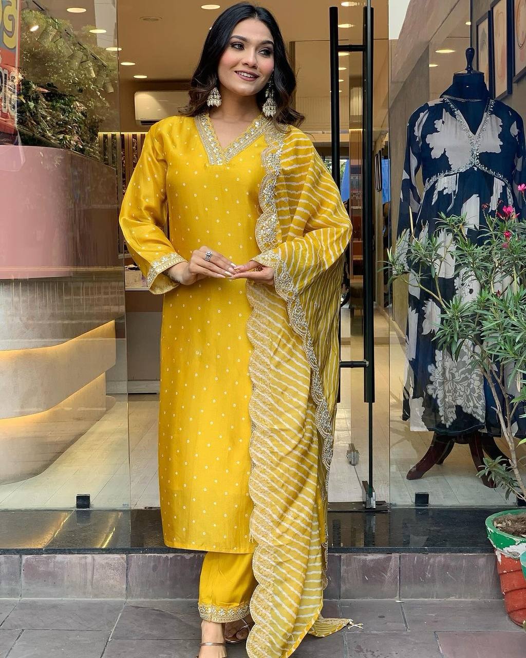 Yellow Premium Designer Readymade Top, Bottom & Dupatta Set - Party Wear Collection Clothsvilla Main image