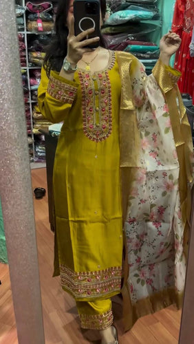 Yellow Premium Designer Readymade Top & Bottom Set with Elegant Dupatta – Party Wear Collection Clothsvilla