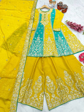 Load image into Gallery viewer, Yellow Premium Designer Readymade Top, Palazzo &amp; Dupatta Clothsvilla