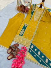 Load image into Gallery viewer, Yellow Premium designer Readymade Top,Plazzo Set With Dupatta-Party Wear Collection Clothsvilla