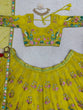Load image into Gallery viewer, Yellow Premium Fox Georgette Embroidered Lehenga Set with Butterfly Net Dupatta ClothsVilla