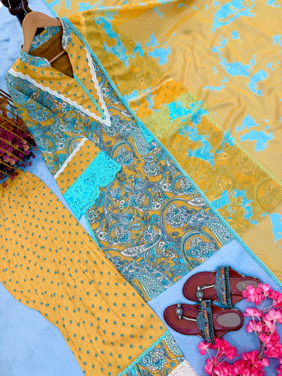 Yellow Printed Farshi Palazzo Set ClothsVilla