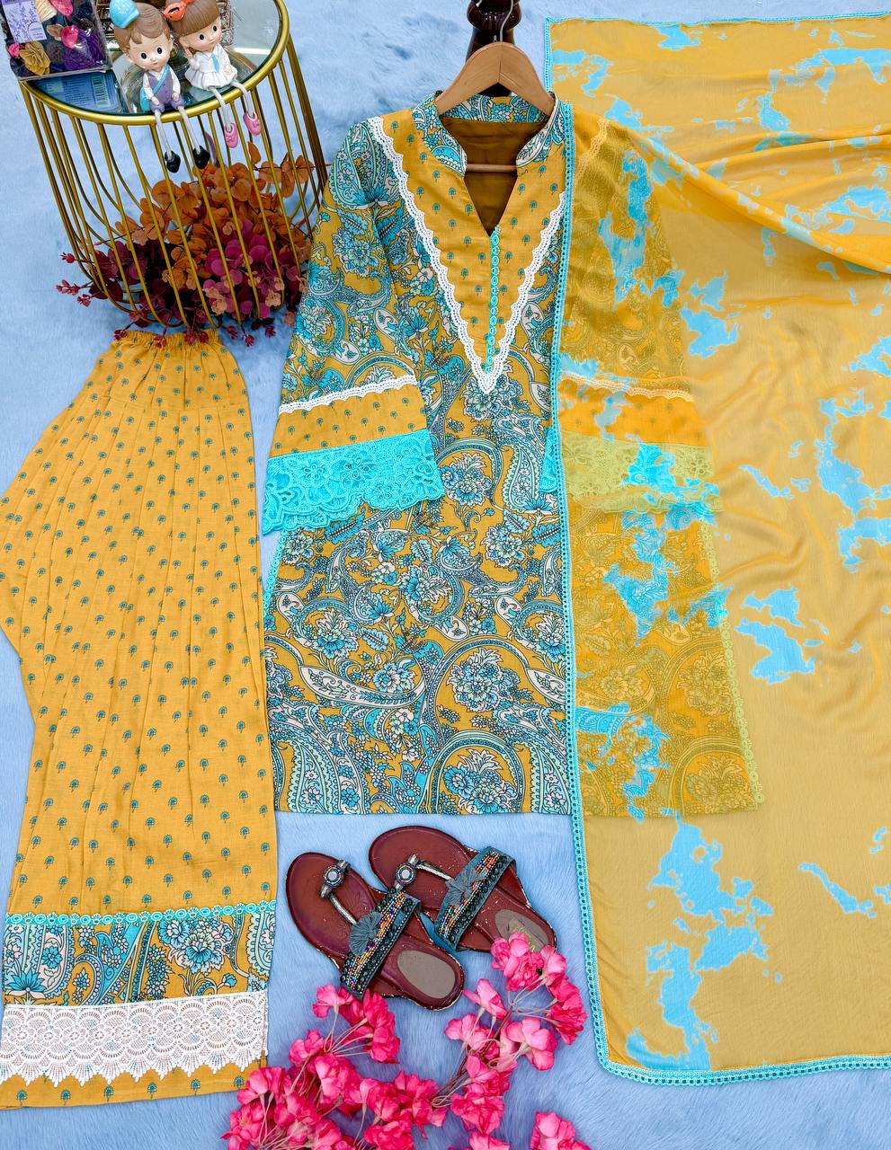 Yellow Printed Farshi Palazzo Set ClothsVilla