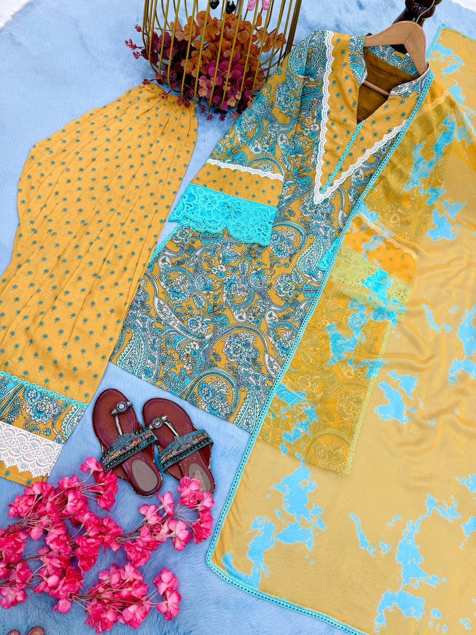Yellow Printed Farshi Palazzo Set ClothsVilla