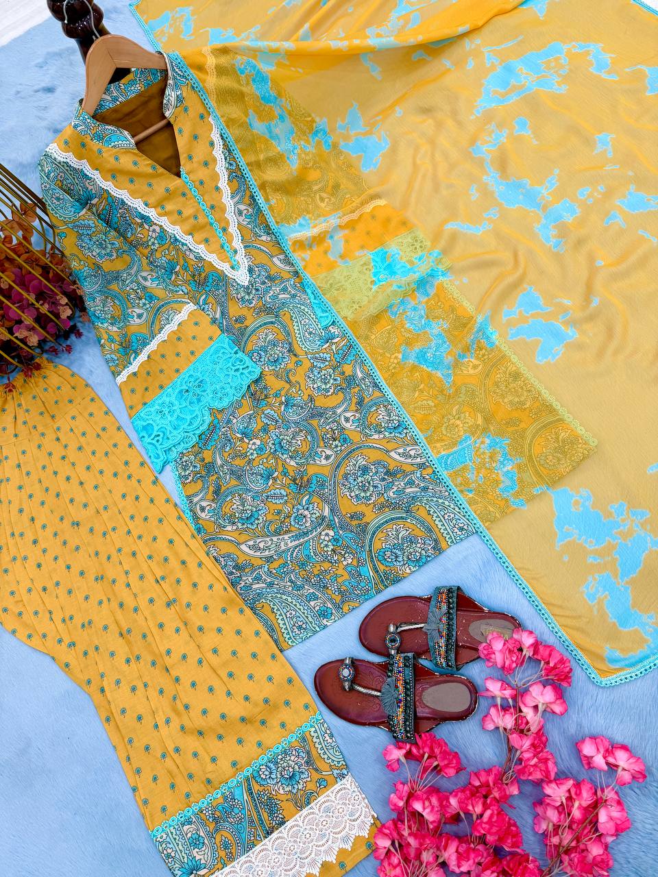 Yellow Printed Farshi Palazzo Set ClothsVilla