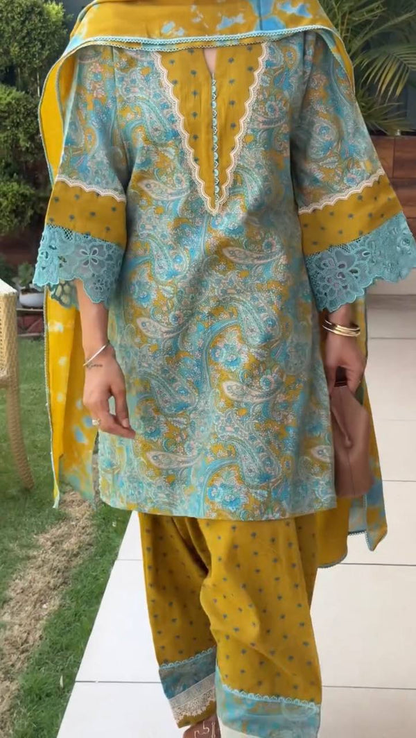 Yellow Printed Farshi Palazzo Set ClothsVilla