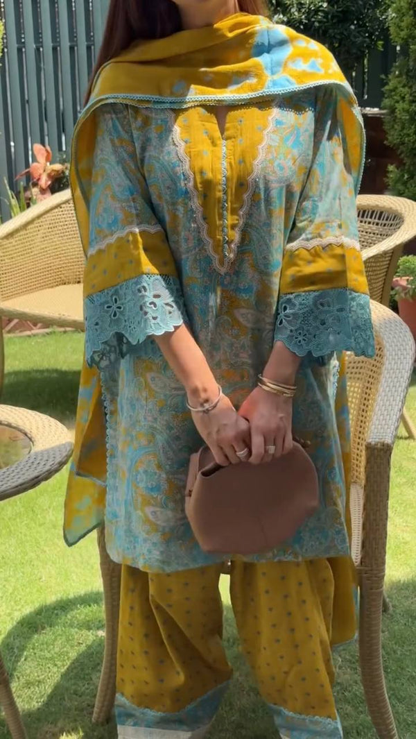 Yellow Printed Farshi Palazzo Set ClothsVilla