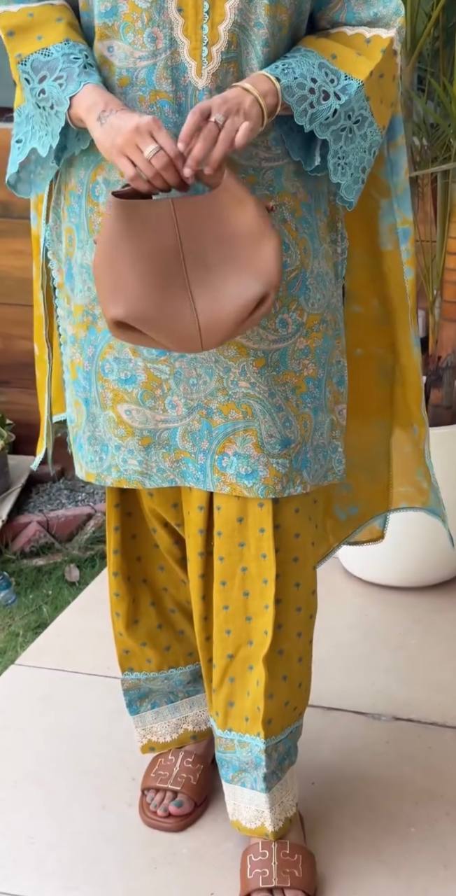 Yellow Printed Farshi Palazzo Set ClothsVilla