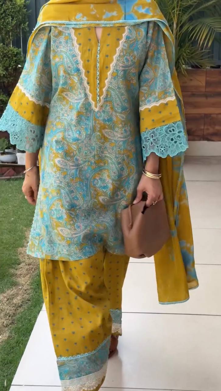 Yellow Printed Farshi Palazzo Set ClothsVilla
